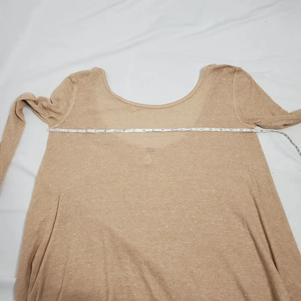 FREE PEOPLE oversized shirt cream the‎ incredible tee long sleeve thermal top XS